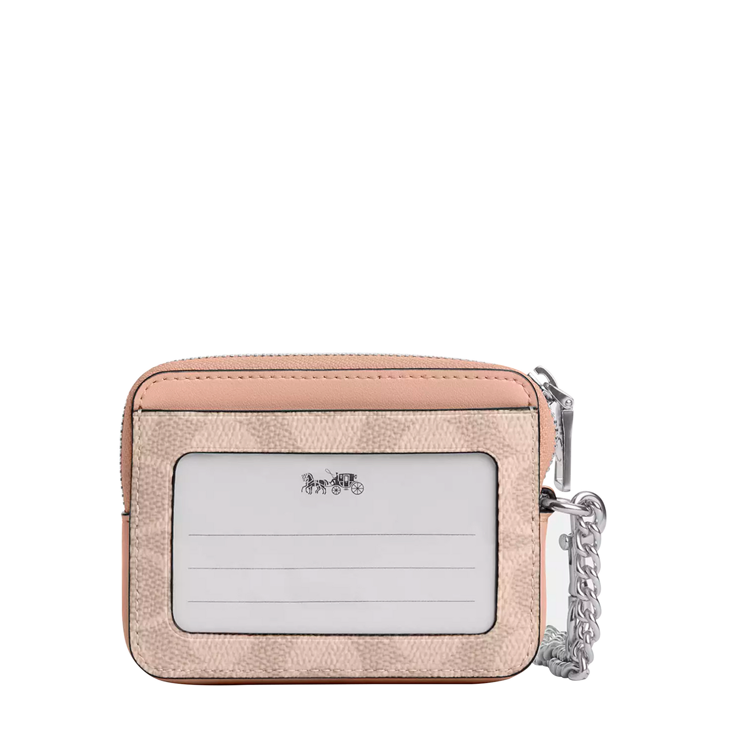 Monedero Coach Zip Card Case In Signature Canvas Sand Taupe