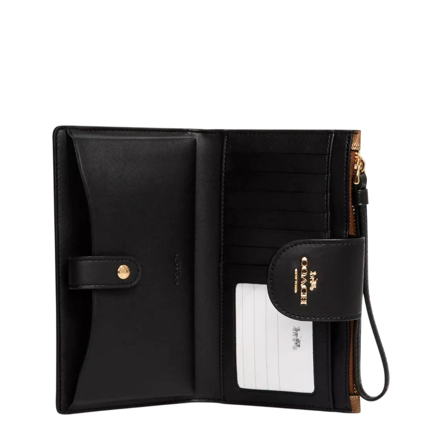 Cartera Coach Tech Phone Wallet In Colorblock Signature Canvas Khaki Black