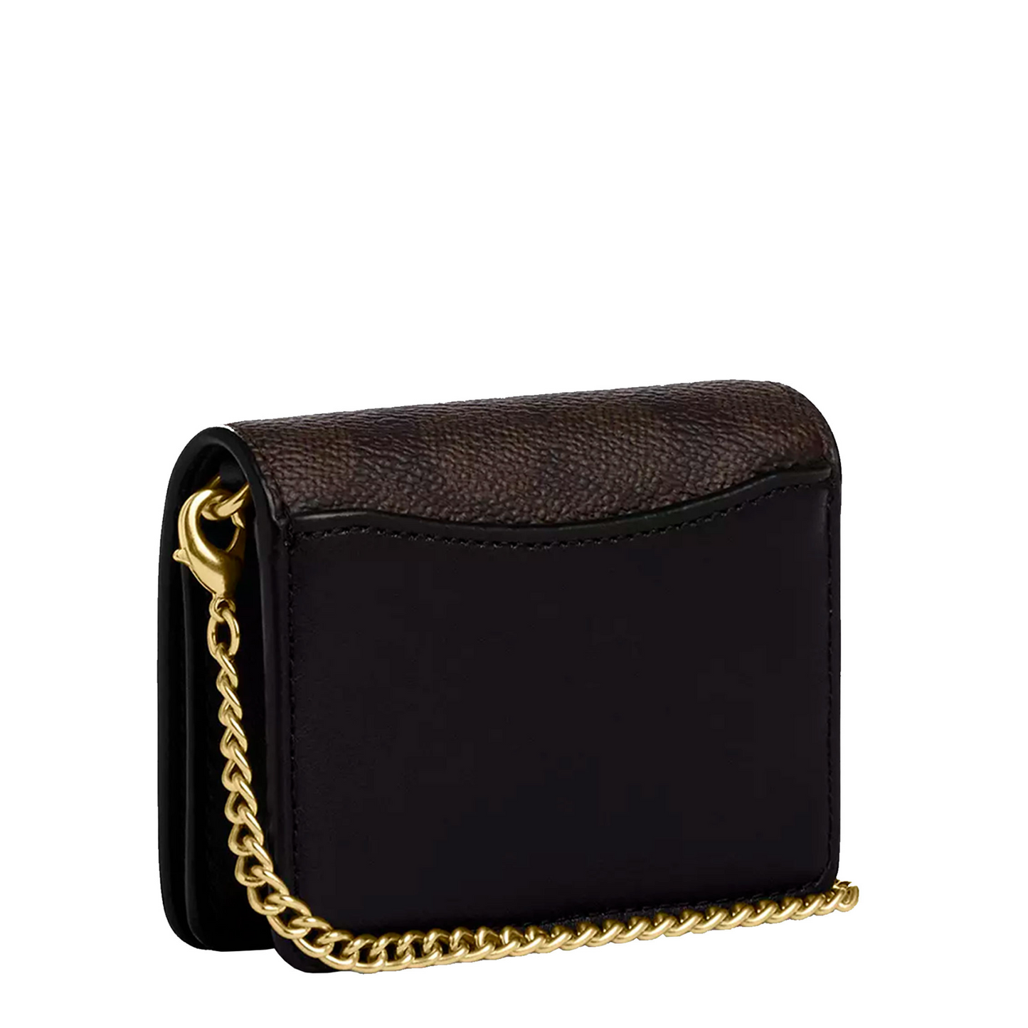Bolsa Coach Mini Wallet On A Chain In Signature Canvas Walnut Black