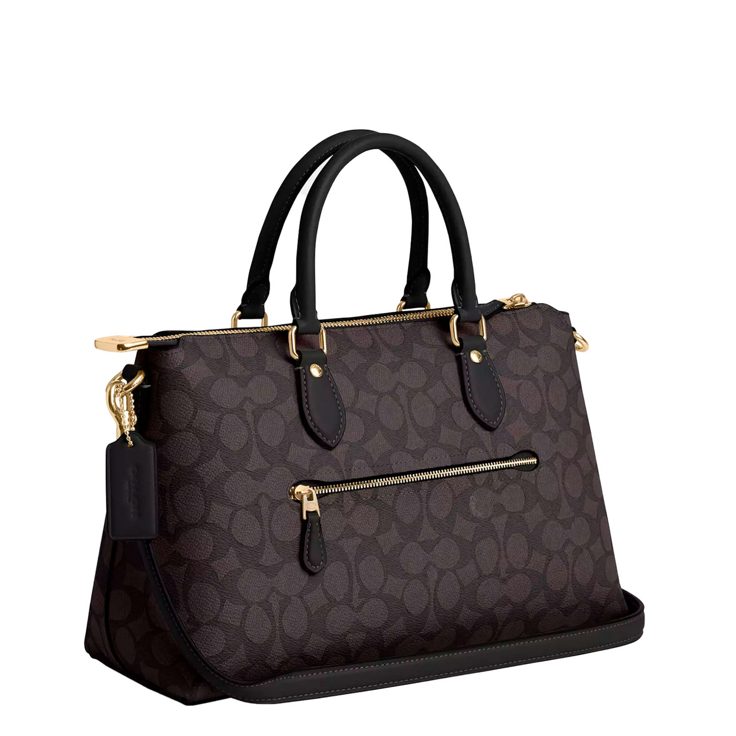 Bolsa Coach Georgia Satchel Bag In Signature Canvas Walnut Black