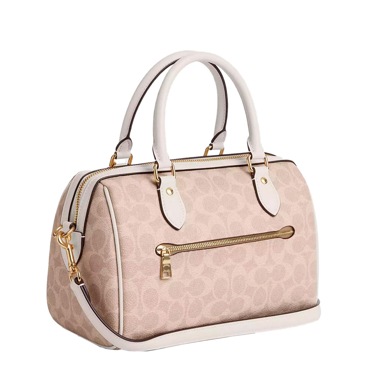 Bolsa Coach Rowan Satchel Bag In Signature Canvas Sand Chalk