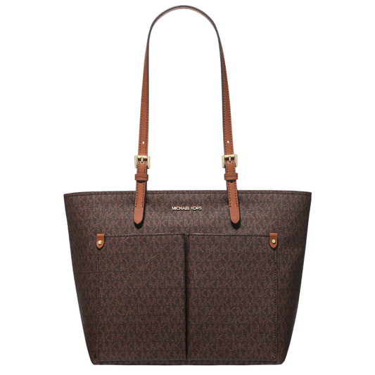 Bolsa Michael Kors Jet Set Medium Logo Pocket Tote Bag Brown