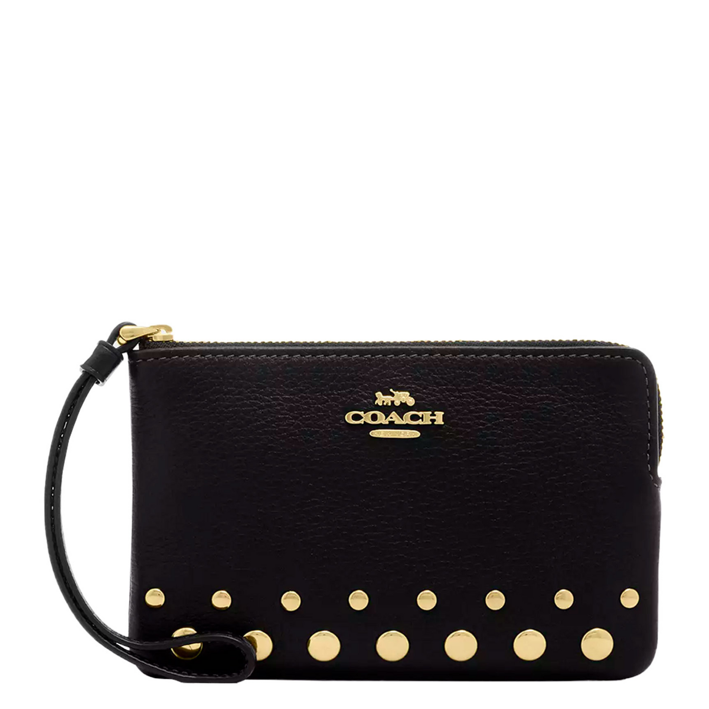 Monedero Coach Corner Zip Wristlet With Rivets Black