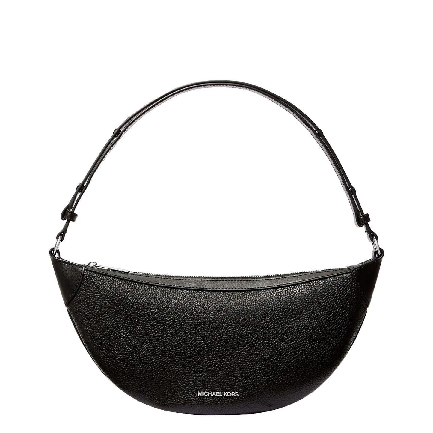 Bolsa Michael Kors Hollis Medium 2-in-1 Grain Leather and Jacquard Logo Shoulder Bag Black