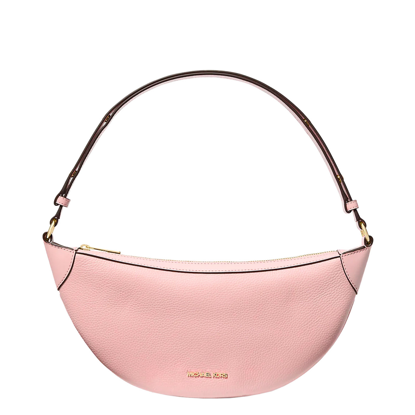Bolsa Michael Kors Hollis Medium 2-in-1 Grain Leather and Jacquard Logo Shoulder Bag Powder Blush