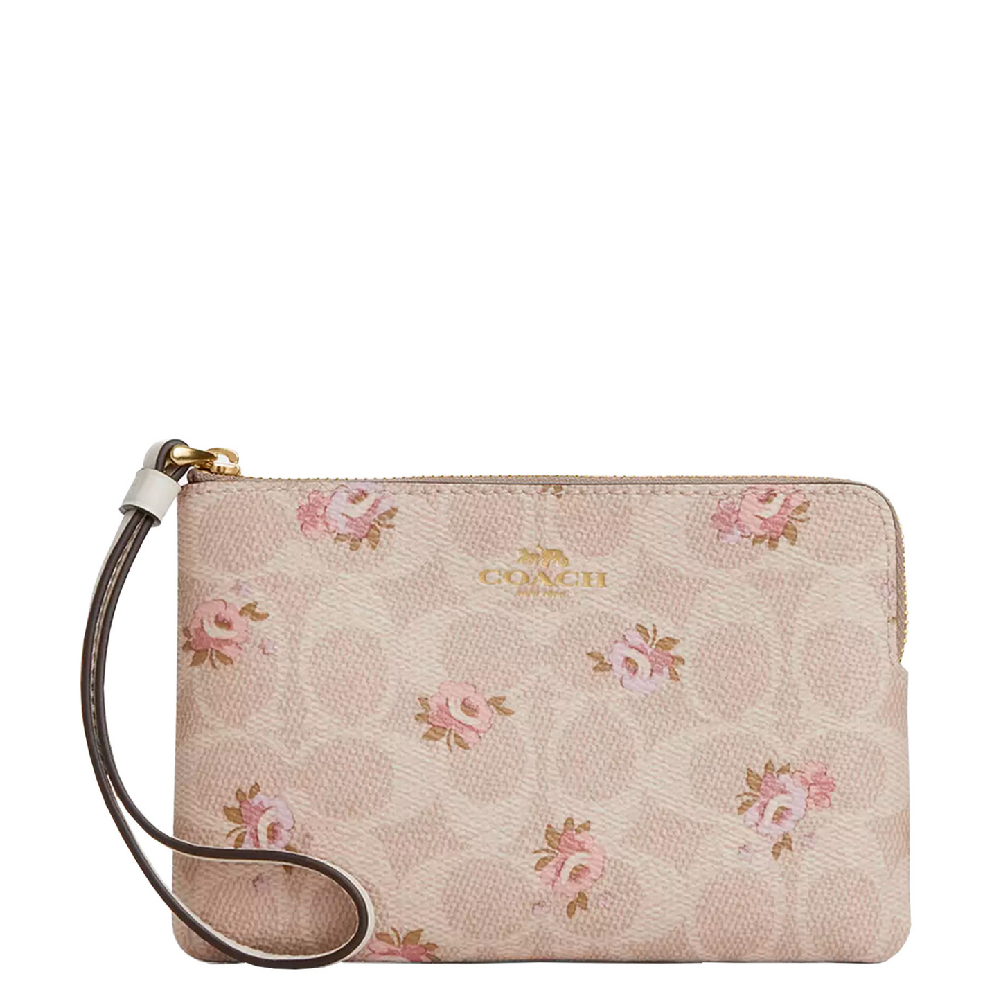 Monedero Coach Corner Zip Wristlet In Signature Canvas With Floral Print Sand Multi