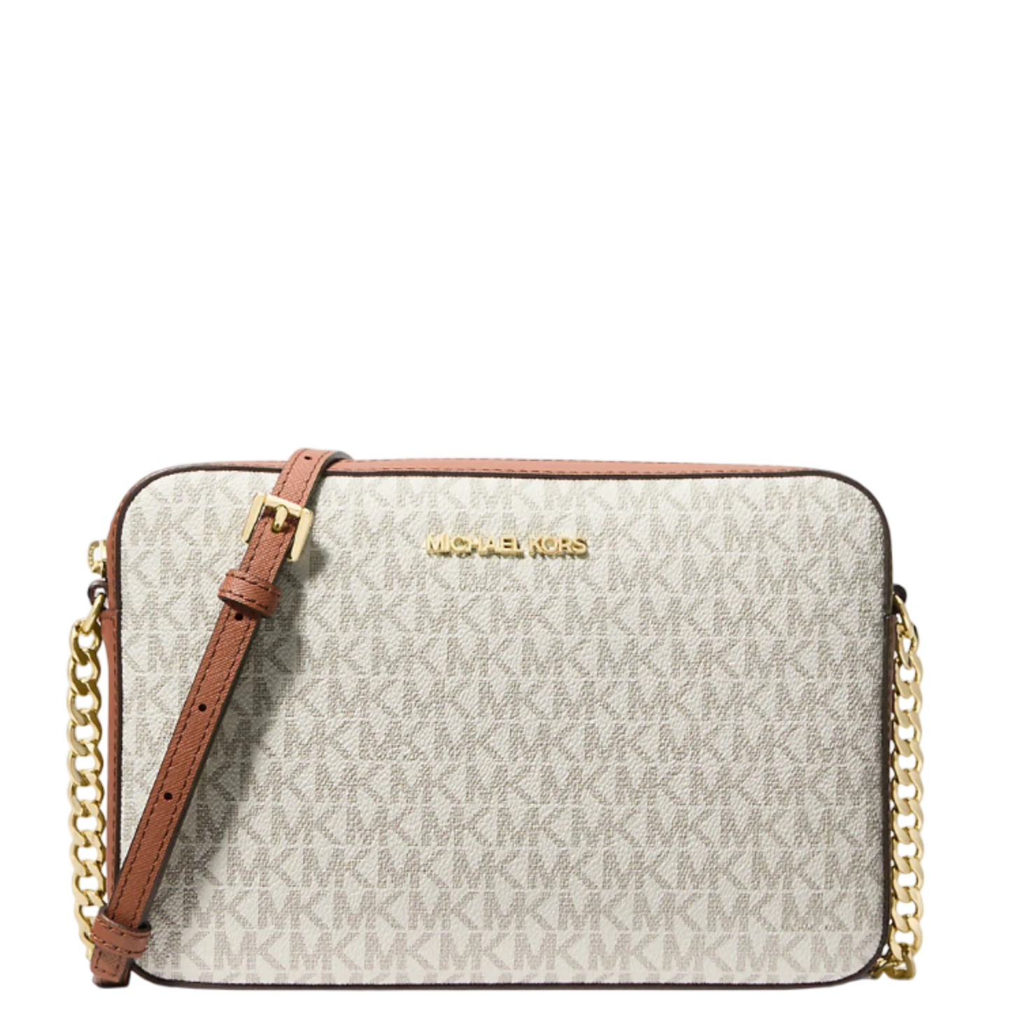 Bolsa Michael Kors Jet Set Large Printed Logo Crossbody Bag Vanilla
