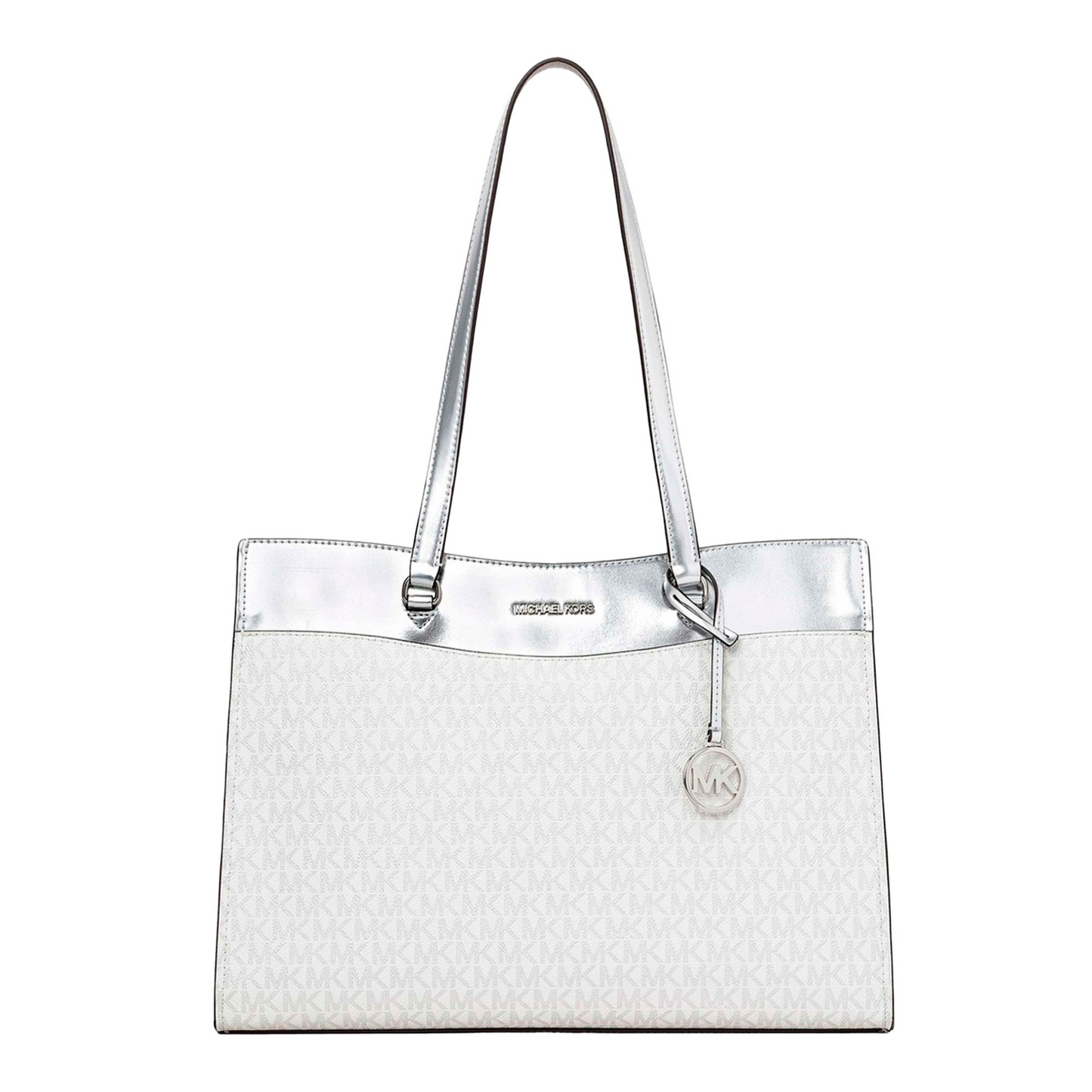 Bolsa Michael Kors Jet Set Large Signature Logo Tote Bag Silver