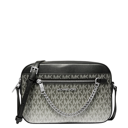 Bolsa Michael Kors Jet Set Large Ombré Signature Logo Crossbody Black