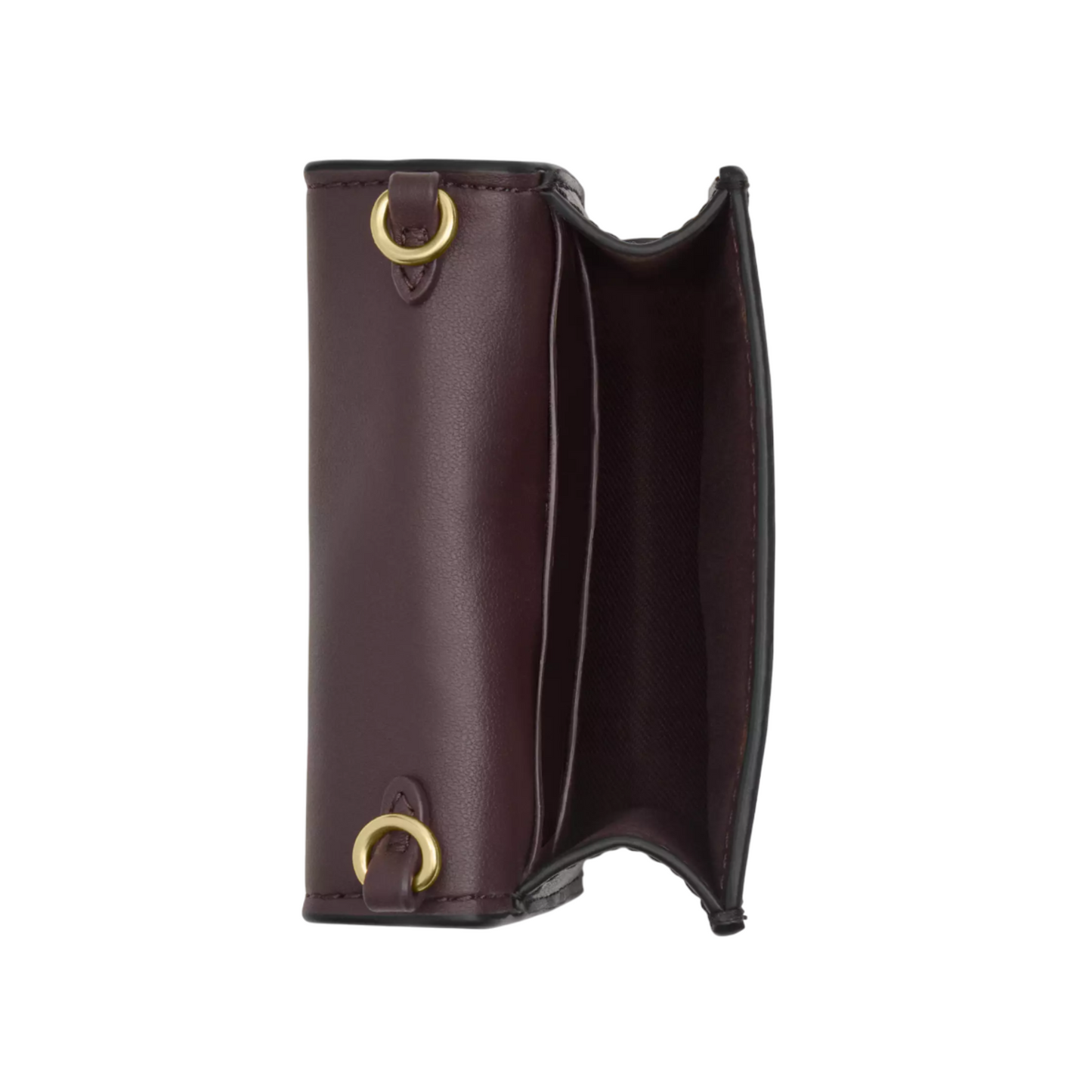 Cartera Coach Mini Wallet On A Chain In Signature Canvas Walnut Black