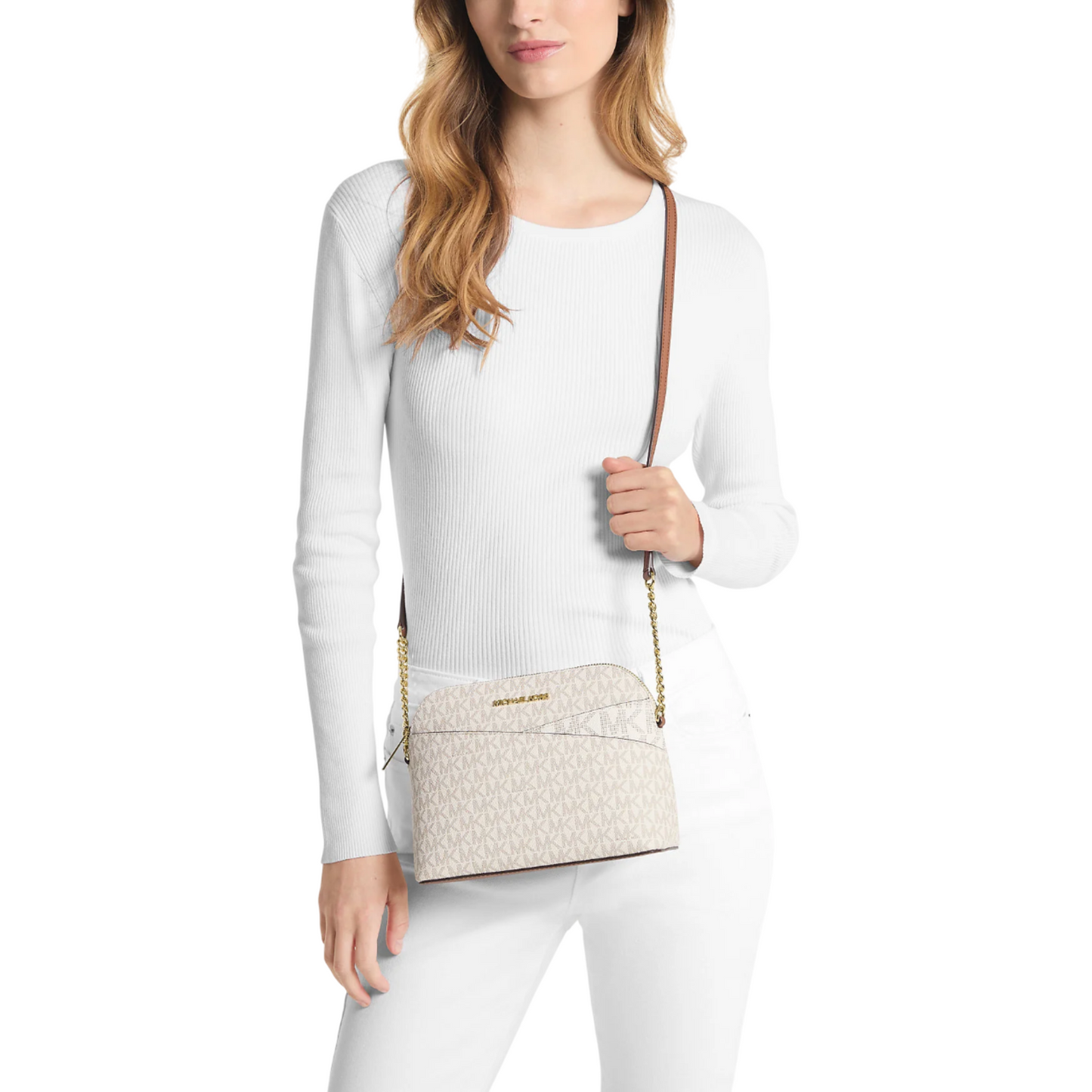 Bolsa Michael Kors Jet Set Travel Medium Logo Crossbody Dome Vanilla