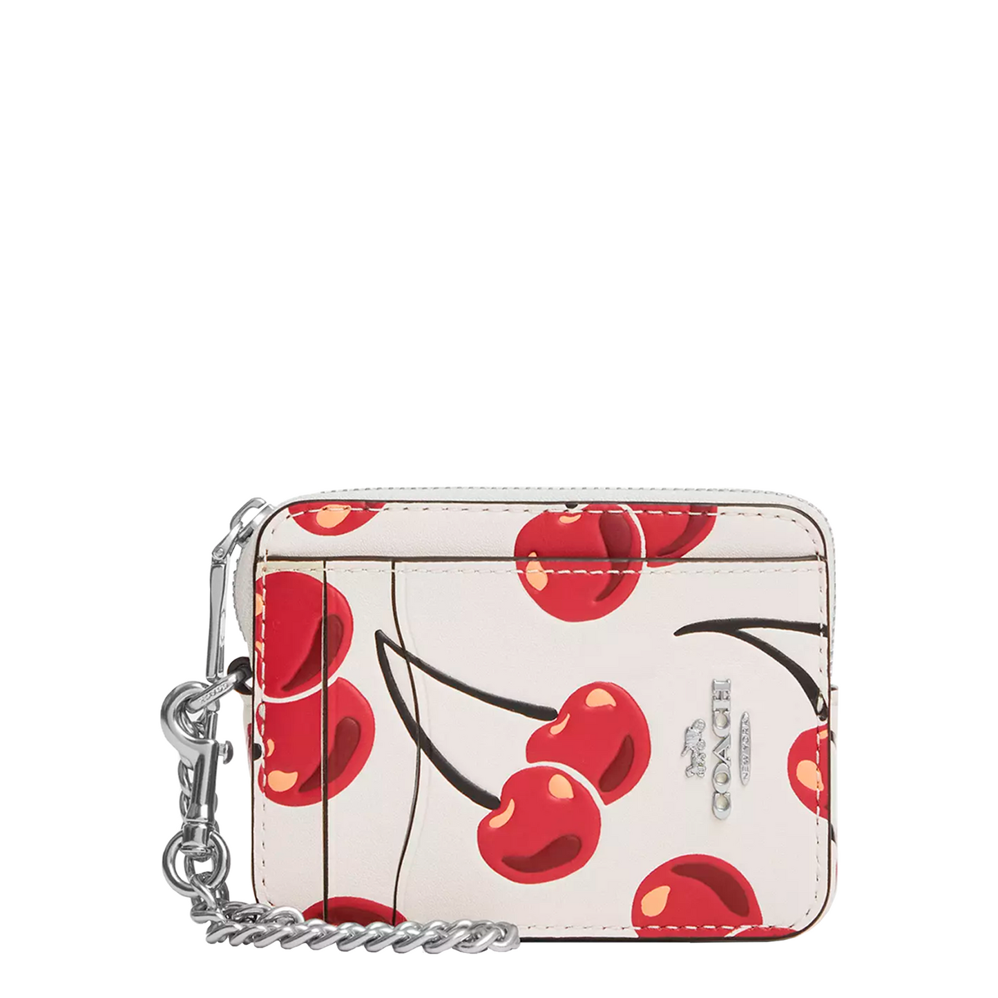 Monedero Coach Zip Card Case With Cherry Print Chalk Multi