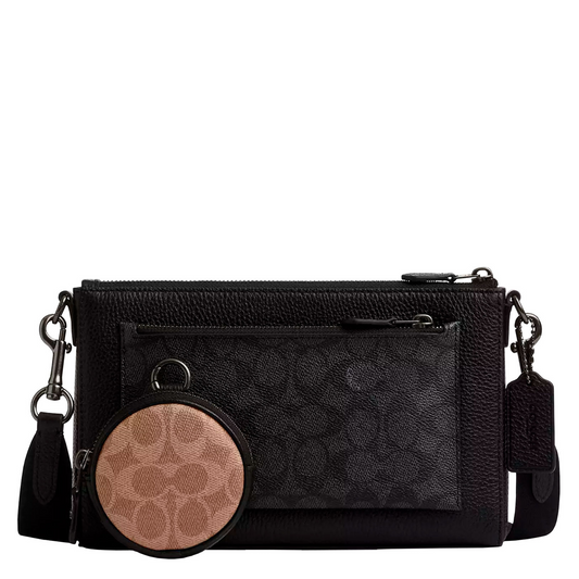 Bandolera Coach Holden Crossbody In Blocked Signature Canvas Charcoal Tan Black