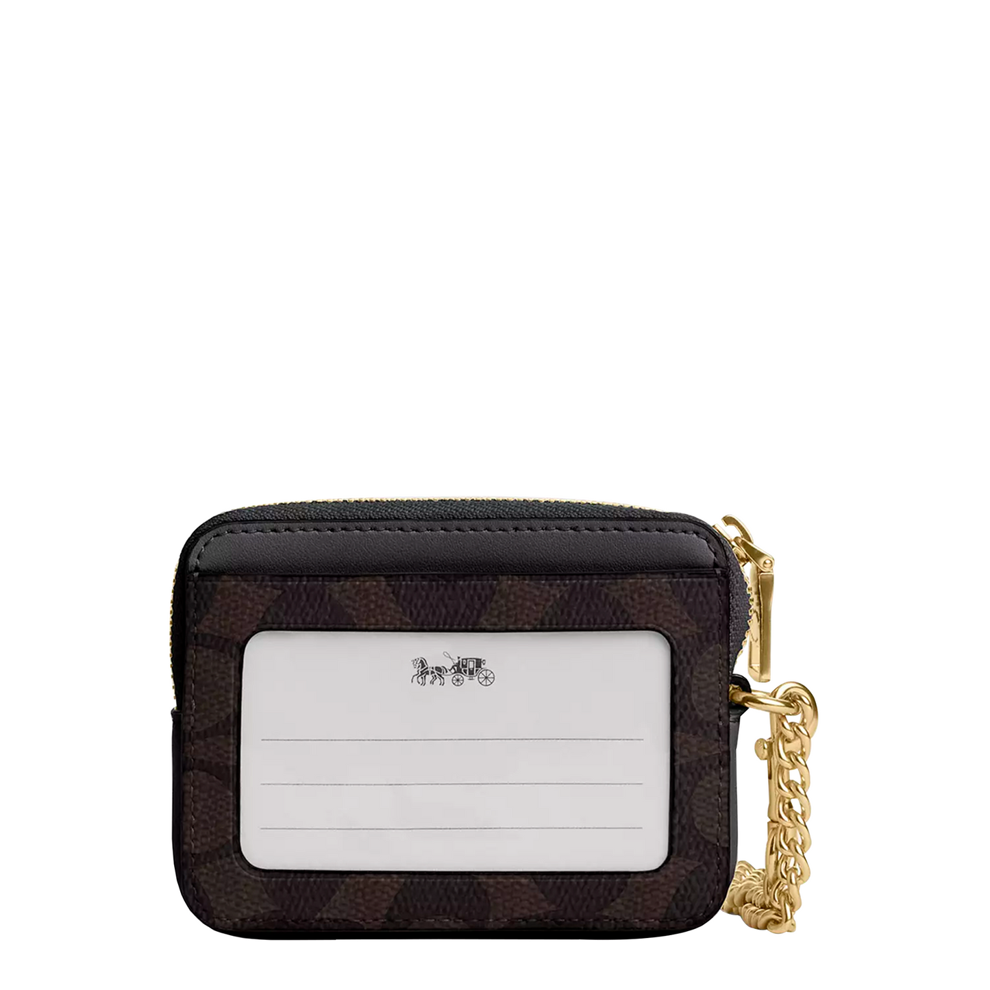 Monedero Coach Zip Card Case Signature Canvas Brown Black