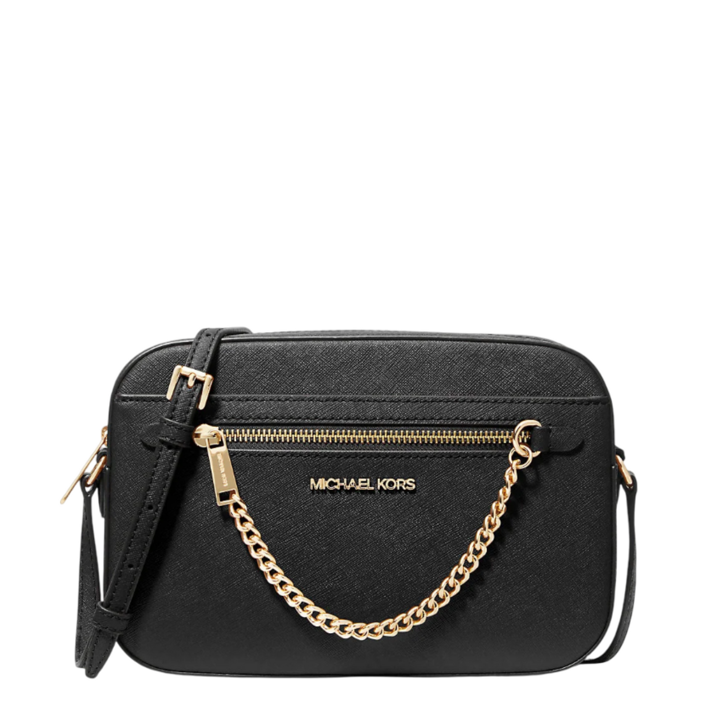 Bolsa Michael Kors Jet Set Large Saffiano Leather Crossbody Bag Black
