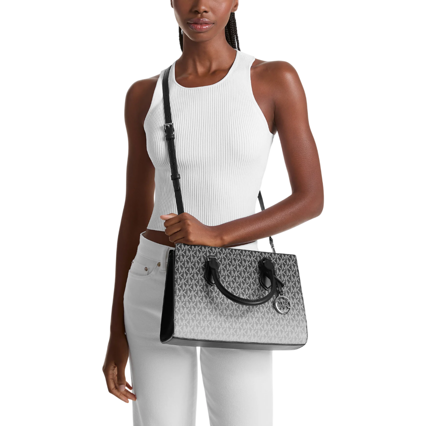 Bolsa Michael Kors Sheila Medium Ombre Satchel Bag With Exclusive Logo Black