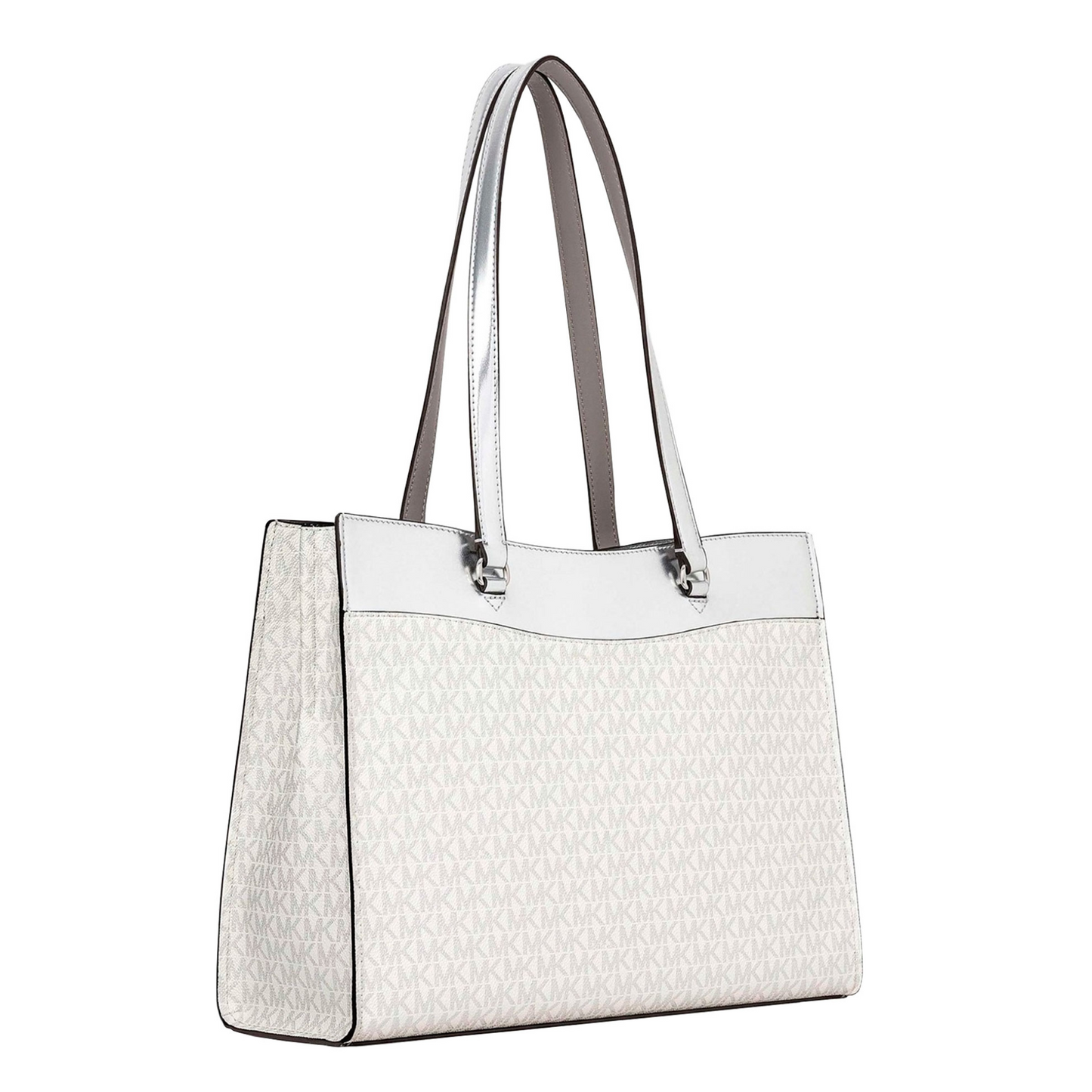 Bolsa Michael Kors Jet Set Large Signature Logo Tote Bag Silver