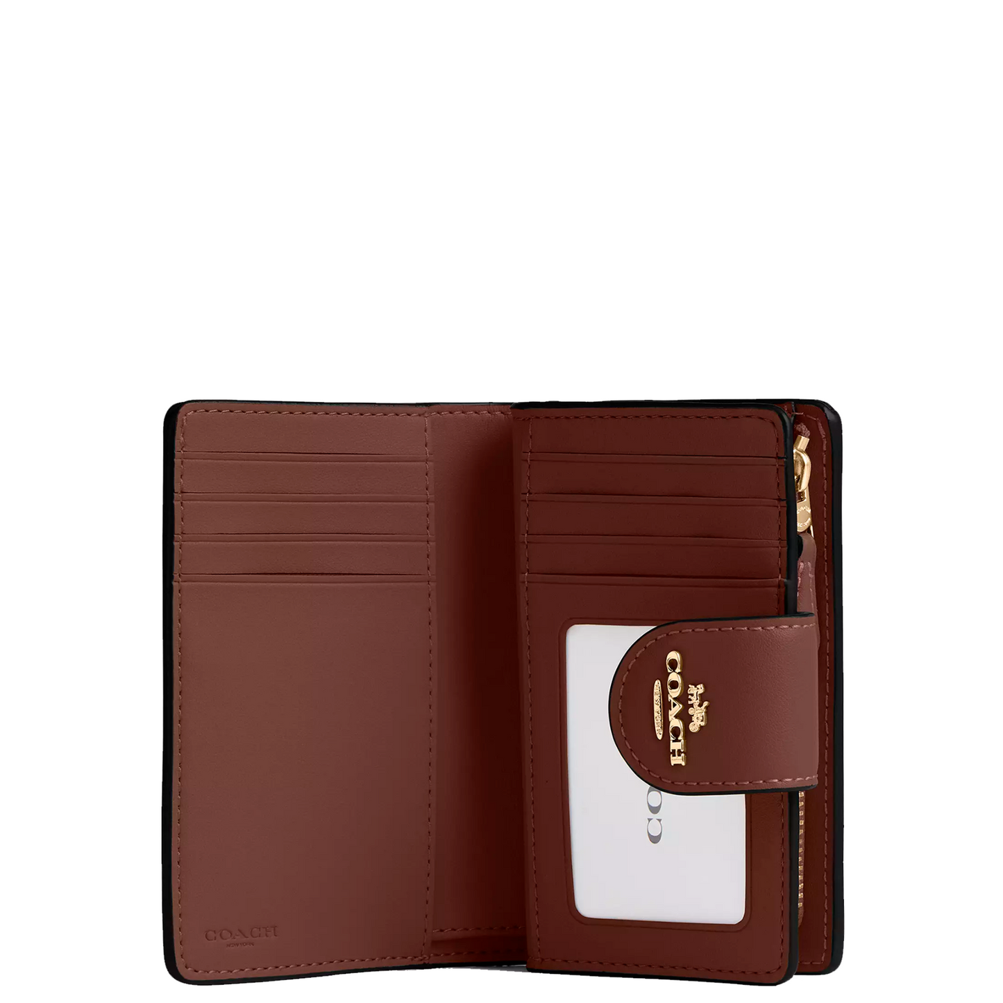 Cartera Coach Medium Corner Zip Wallet In Signature Canvas Tan Brown