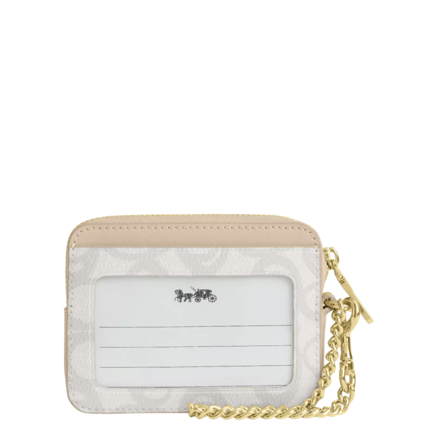 Monedero Coach Zip Card Case In Sketch Signature Canvas Ivory