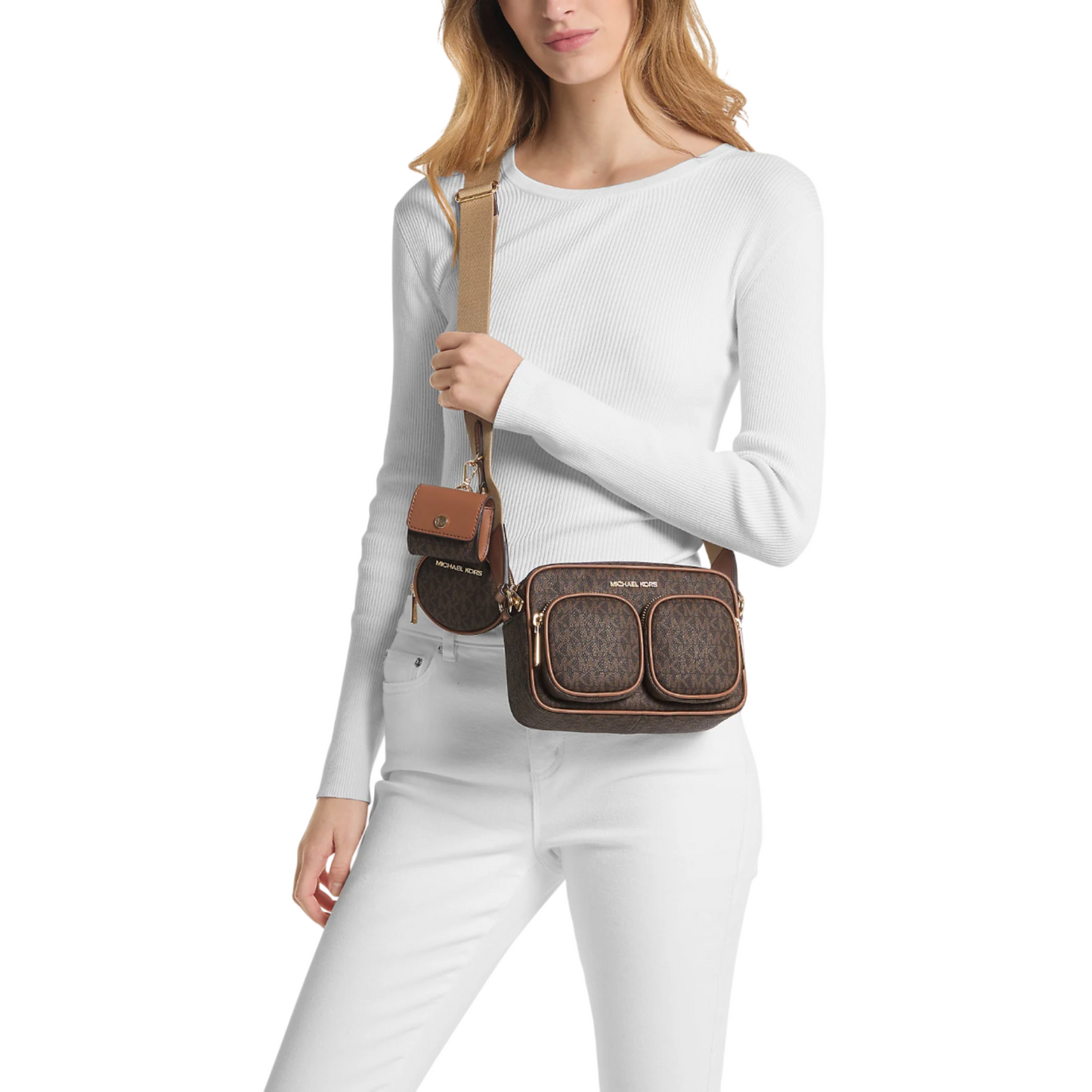 Bolsa Michael Kors Jet Set Medium Logo Crossbody Bag with Case for Apple Airpods Pro®