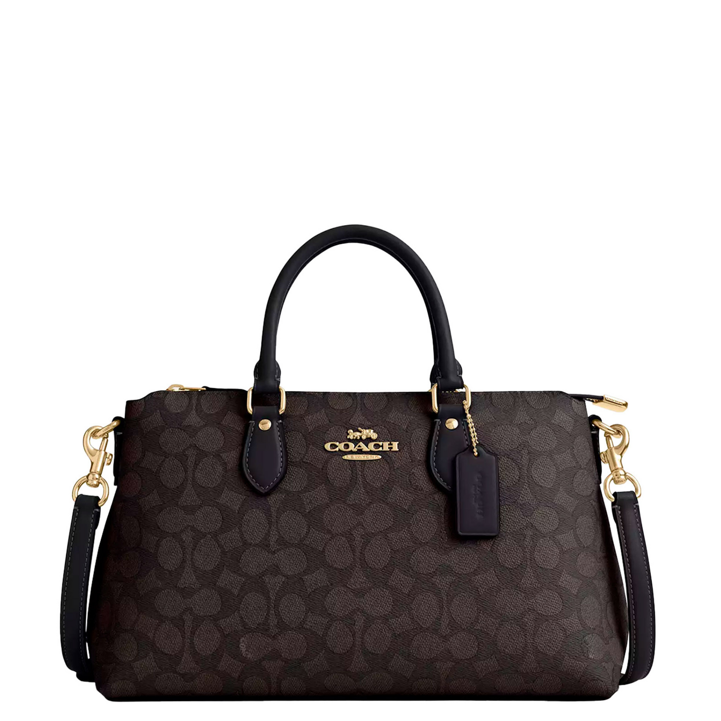 Bolsa Coach Georgia Satchel Bag In Signature Canvas Walnut Black