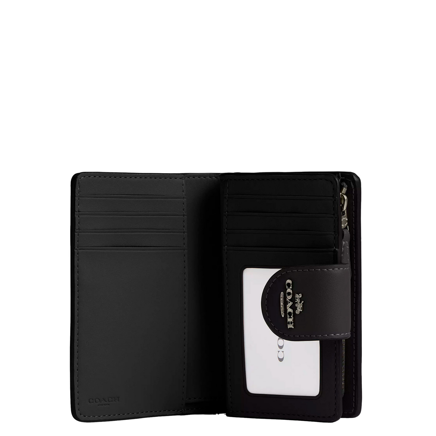Cartera Coach Medium Corner Zip Wallet In Signature Canvas Charcoal Black