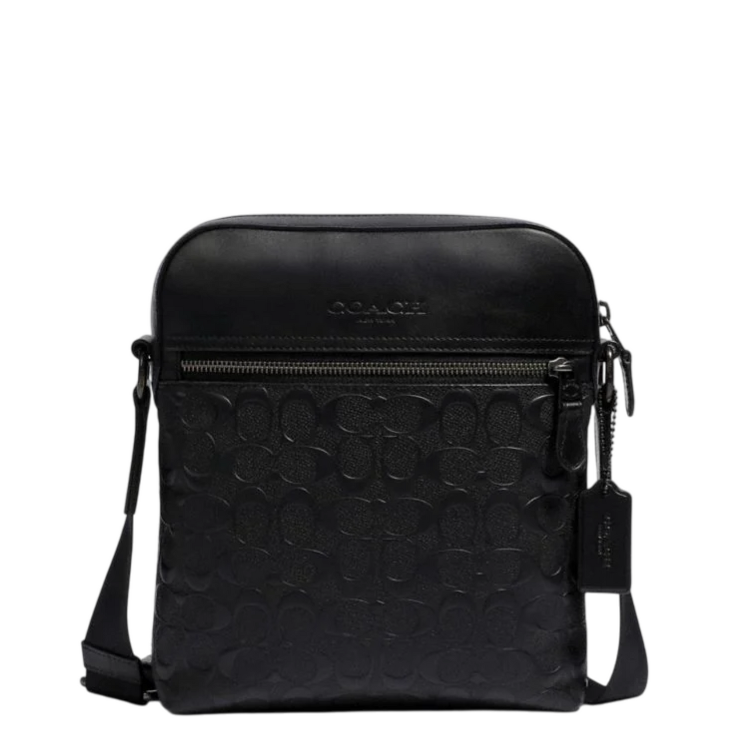 Bandolera Coach Houston Flight Bag In Signature Leather Black