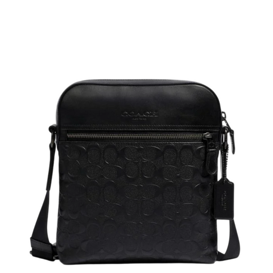 Bandolera Coach Houston Flight Bag In Signature Leather Black