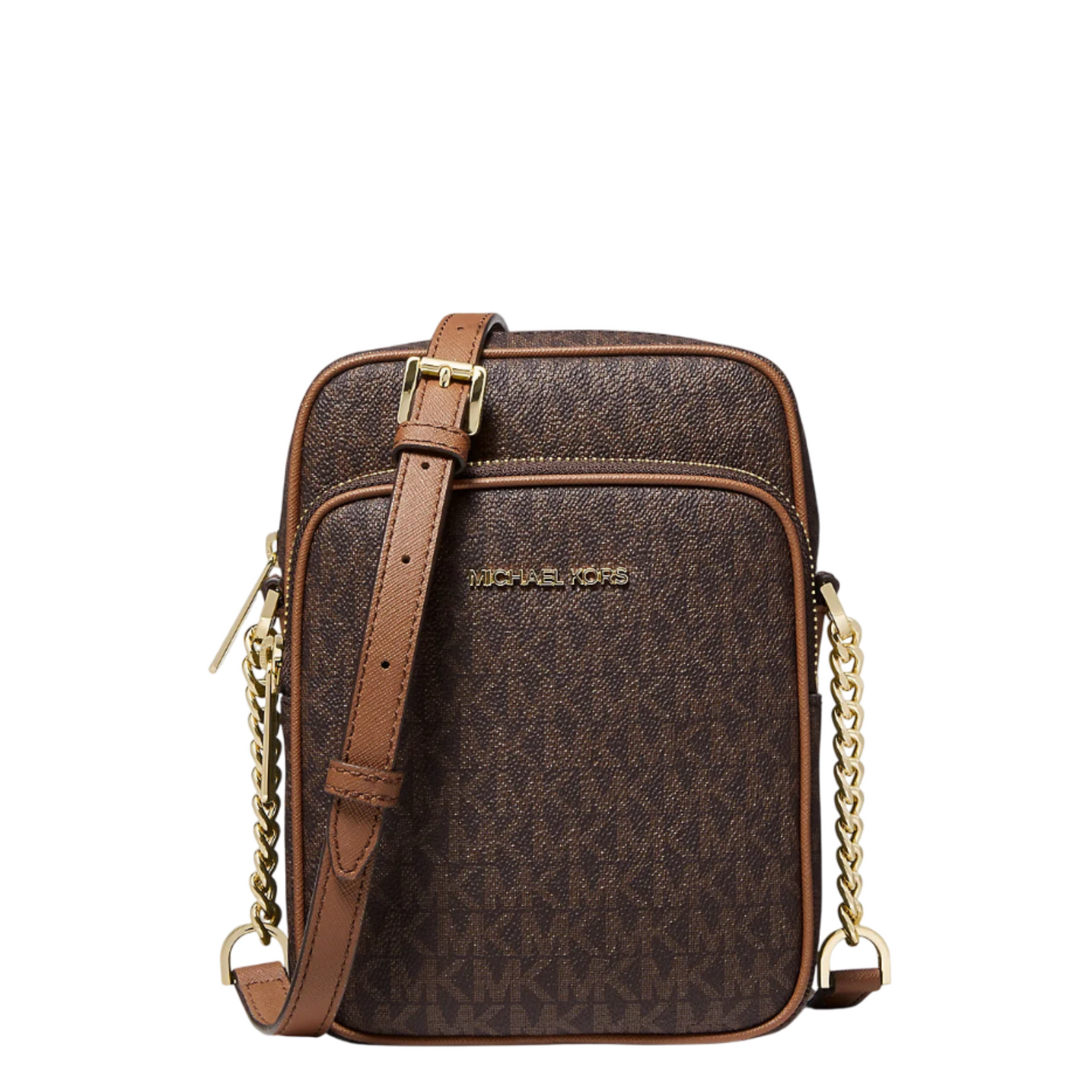 Bolsa Michael Kors Jet Set Travel Medium Logo Crossbody Brown