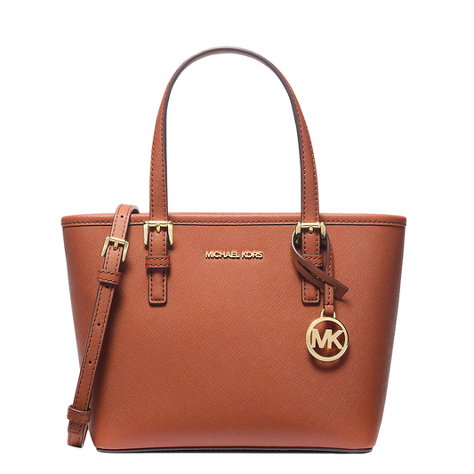 Bolsa Michael Kors Jet Set Travel Extra-Small Saffiano Leather Top-Zip Tote Bag Luggage