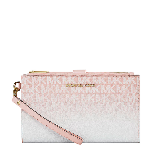 Cartera Michael Kors Jet Set Large Ombré Signature Logo Wristlet Powder Blush