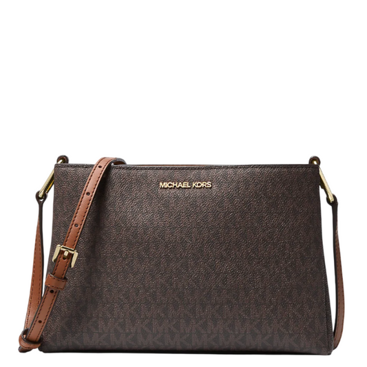 Bolsa Michael Kors Trisha Medium Logo Crossbody Bag Brown