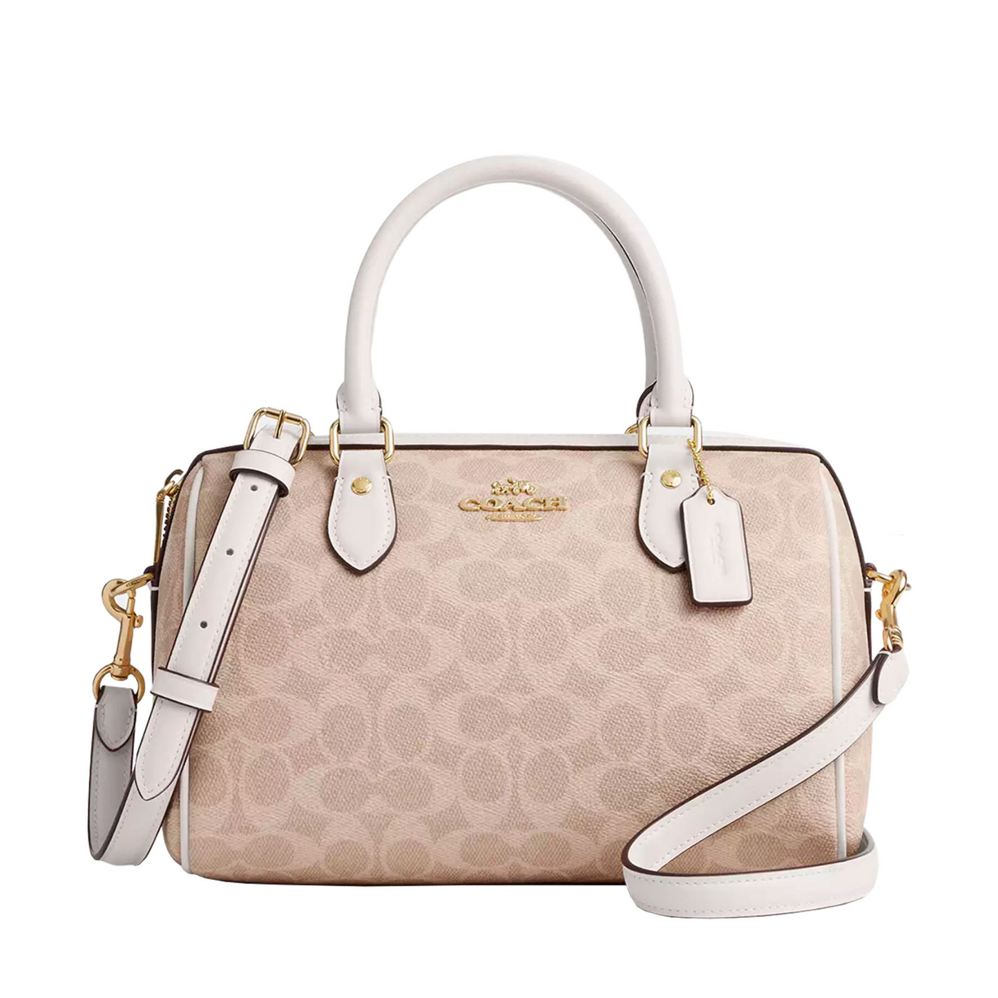 Bolsa Coach Rowan Satchel Bag In Signature Canvas Sand Chalk