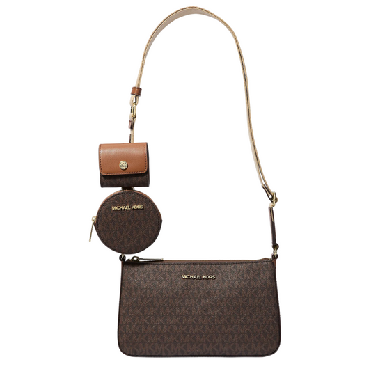 Bolsa Michael Kors Jet Set Logo Crossbody Bag with Case for Apple Airpods Pro Brown