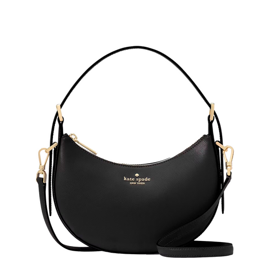 Bolsa Kate Sapde Madison Saffiano Leather Crescent Shoulder Bag Black