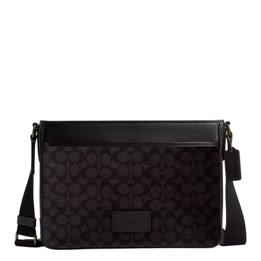 Bandolera Coach District Crossbody Bag In Signature Canvas Charcoal Black