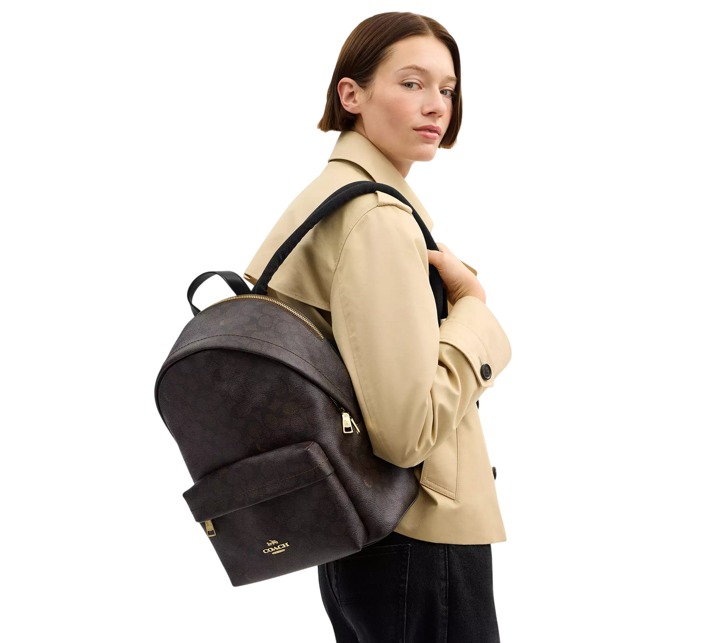 Mochila Coach Taylor Small Backpack Signature Canvas Walnut Black