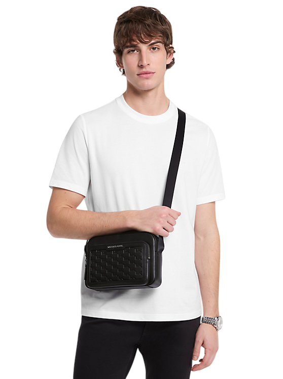 Bandolera Michael Kors Cooper Logo Embossed Flight Bag Black