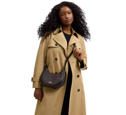 Bolsa Coach Emily Shoulder Bag In Signature Canvas Walnut Black