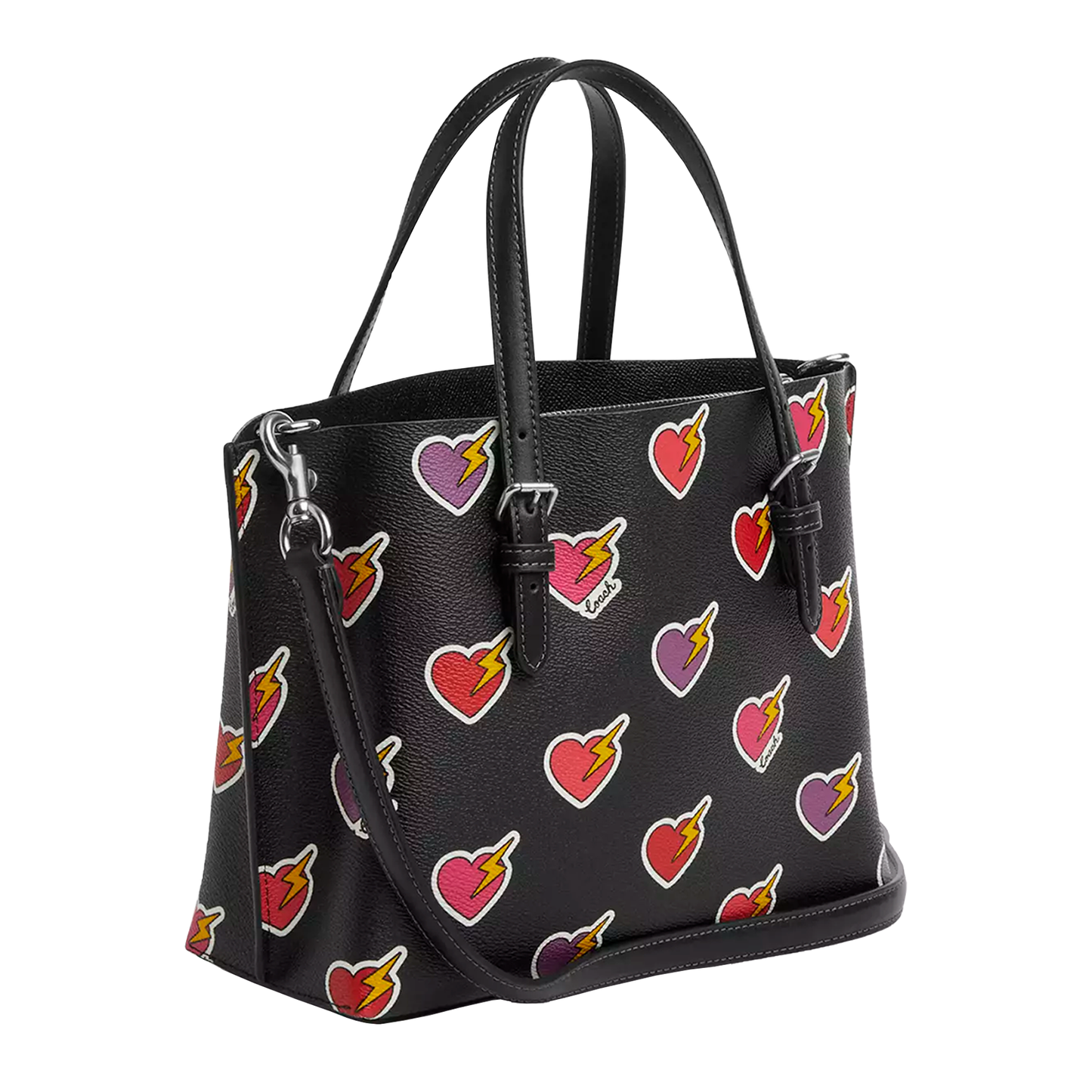 Bolsa Coach Mollie Tote Bag 25 With Heart Bolt Print Black Multi