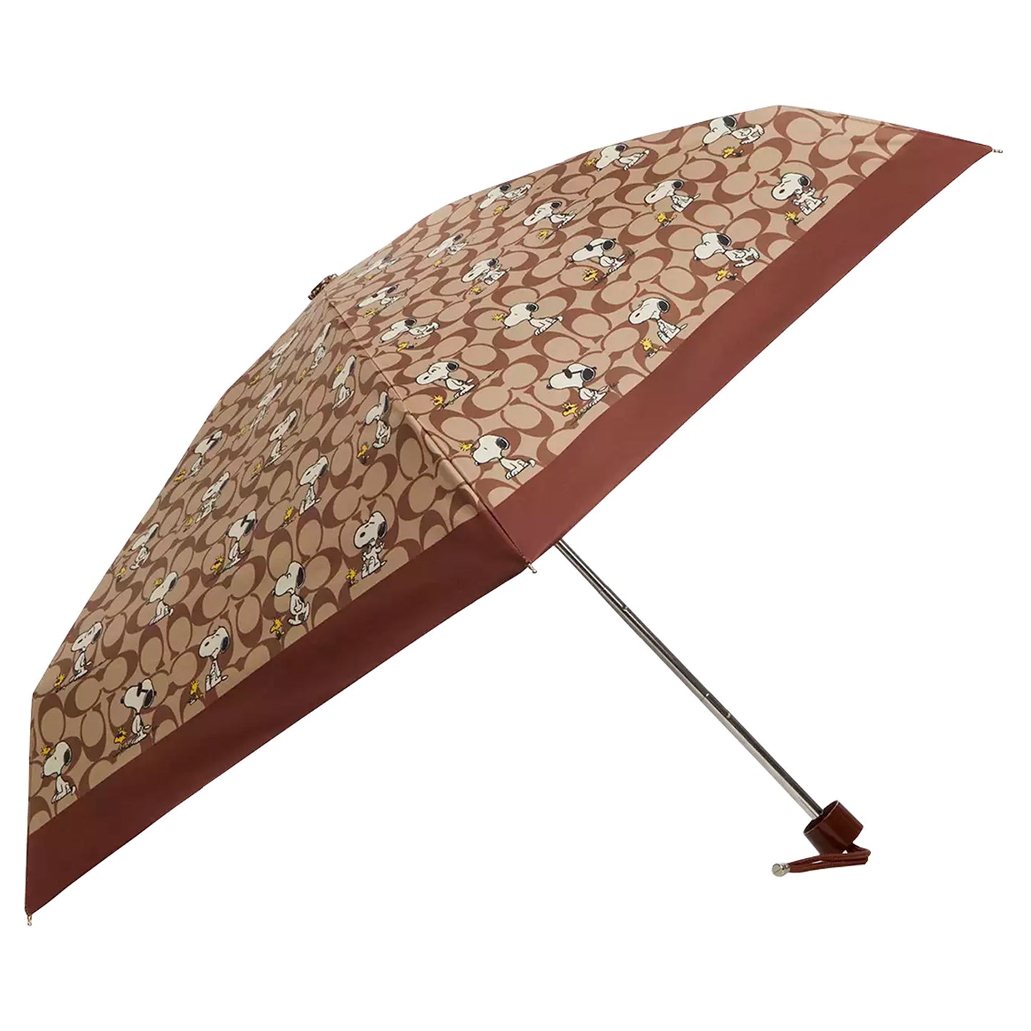 Paraguas Coach X Peanuts Uv Protection Mini Umbrella Signature Snoopy Print Brown
