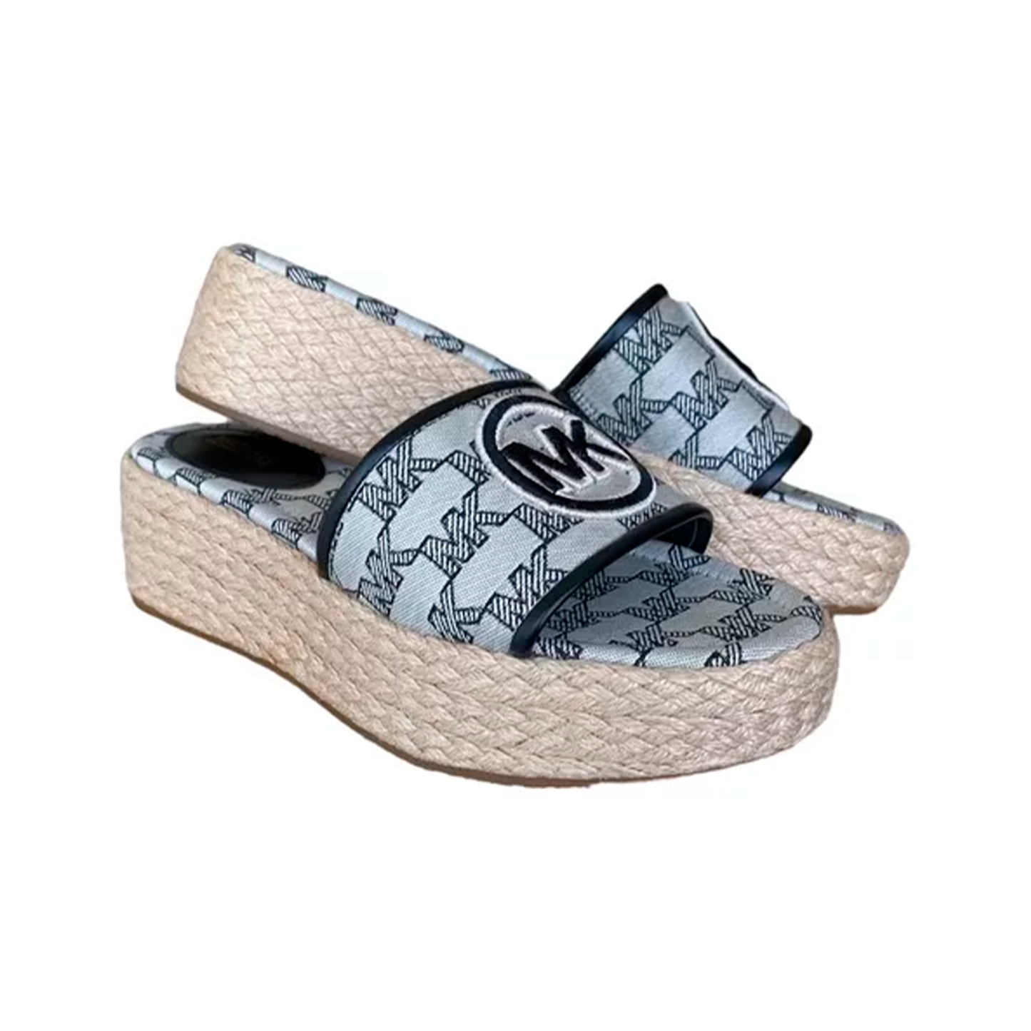 Sandalias Michael Kors Sadler Logo Jacquard and Jute Wedge Sandal Black