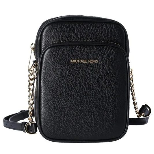 Bolsa Michael Kors Jet Set Travel Medium Pebbled Leather Crossbody Bag Black