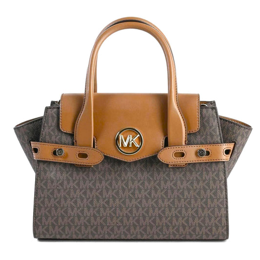 Bolsa Michael Kors Carmen Medium Logo Belted Satchel Brown