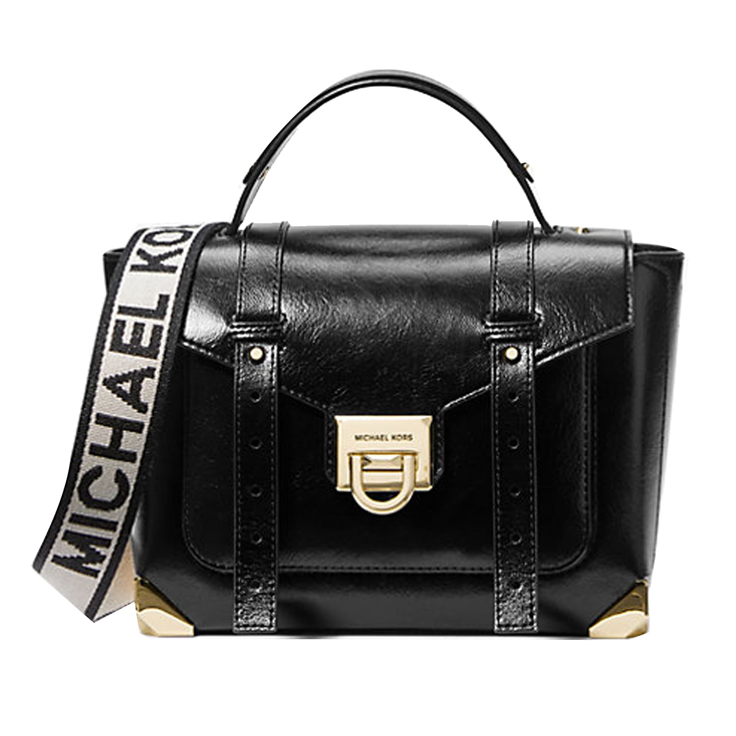 Bolsa Michael Kors Manhattan Medium Patent Satchel Black