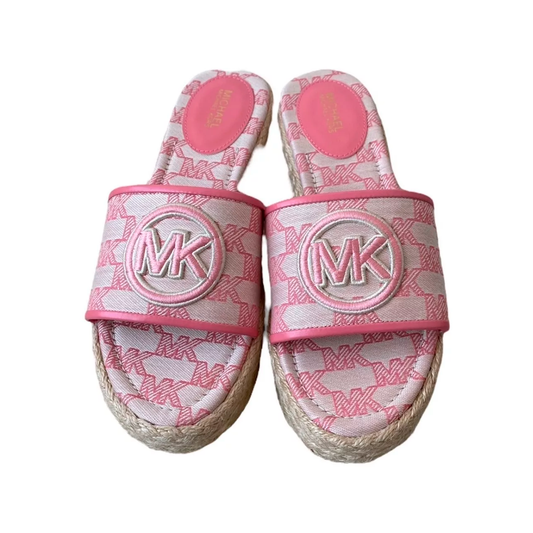 Sandalias Michael Kors Sadler Logo Jacquard and Jute Wedge Sandal Pink