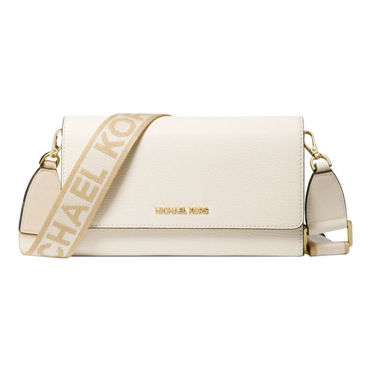 Bolsa Michael Kors Jet Set Large Leather Crossbody Bag Light Cream