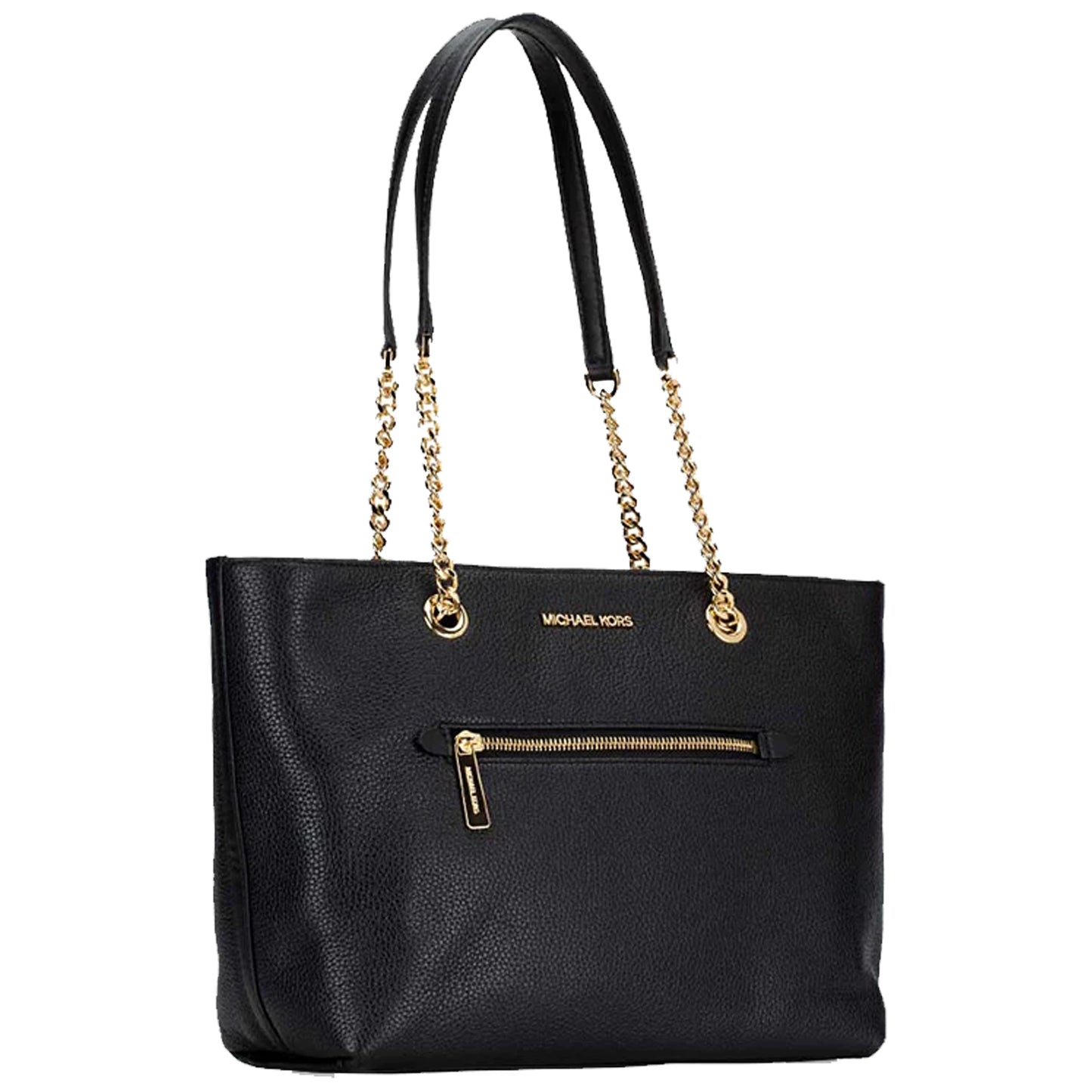 Bolsa Michael Kors Jet Set Medium Pebbled Leather Chain Tote Bag Black