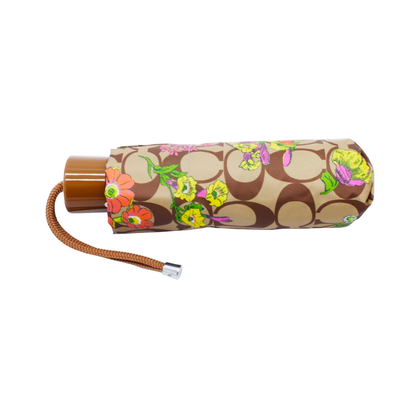 Paraguas Coach Mini Umbrella In Signature Floral Print Khaki Multi