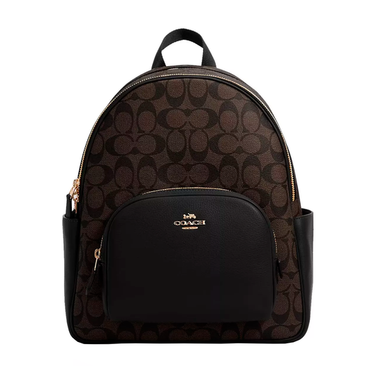 Mochila Coach Court In Signature Canvas Brown Black